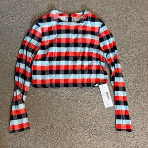 Tanya Taylor stripe fitted crop top